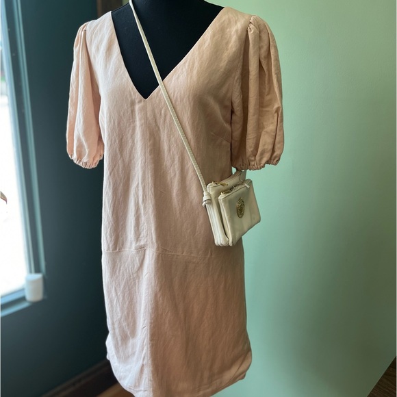 Emerson fry blush linen puff sleeve dress, s-m - Picture 2 of 8